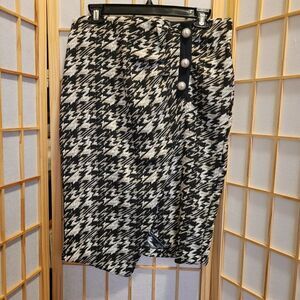 Melissa Paige Metallic Pearl Button Elastic Waist Pencil Skirt Sz S NWT
